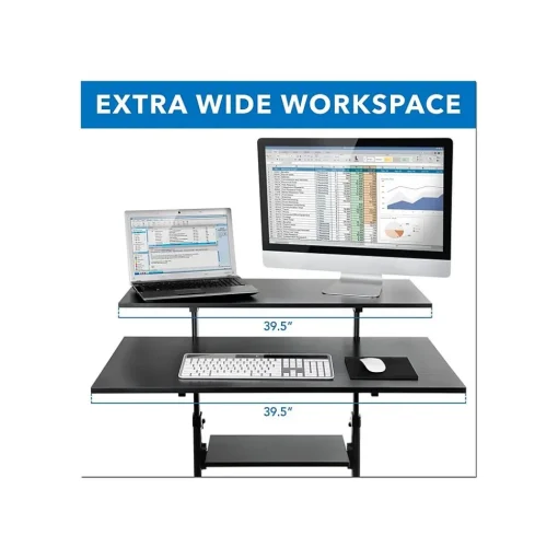 Mount-It! Standing Desks<37"-55" Plastic/Steel Adjustable Desk, Black/Gray (MI-7970)