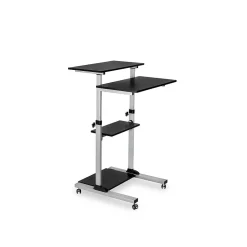 Mount-It! Standing Desks<27.5" W Mobile Height Adjustable Desk, Silver, Plastic/Steel (MI-7940)