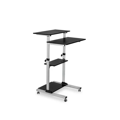 Mount-It! Standing Desks<27.5" W Mobile Height Adjustable Desk, Silver, Plastic/Steel (MI-7940)