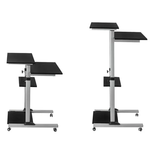 Mount-It! Standing Desks<27.5" W Mobile Height Adjustable Desk, Silver, Plastic/Steel (MI-7940)