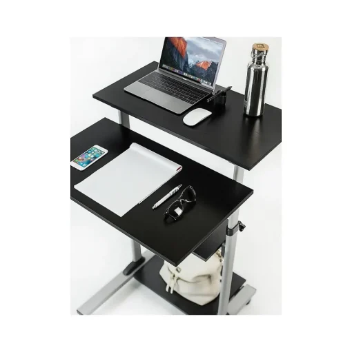 Mount-It! Standing Desks<27.5" W Mobile Height Adjustable Desk, Silver, Plastic/Steel (MI-7940)