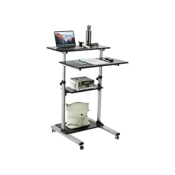 Mount-It! Standing Desks<27.5" W Mobile Height Adjustable Desk, Silver, Plastic/Steel (MI-7940)