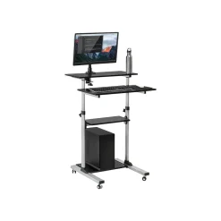 Mount-It! Standing Desks<27.5" W Mobile Height Adjustable Desk, Silver, Plastic/Steel (MI-7940)