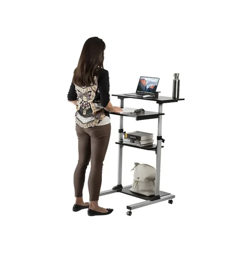 Mount-It! Standing Desks<27.5" W Mobile Height Adjustable Desk, Silver, Plastic/Steel (MI-7940)