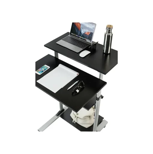 Mount-It! Standing Desks<27.5" W Mobile Height Adjustable Desk, Silver, Plastic/Steel (MI-7940)