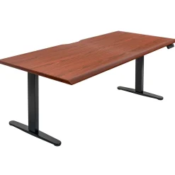 Mount-It! Standing Desks<Dual Motor 72"W Electric Adjustable Standing Desk, Black/Hazelnut Brown (MI-18126)