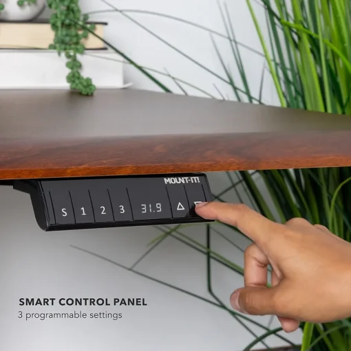 Mount-It! Standing Desks<Dual Motor 72"W Electric Adjustable Standing Desk, Black/Hazelnut Brown (MI-18126)