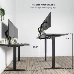 Mount-It! Standing Desks<Dual Motor 60"W Electric Adjustable Standing Desk, Black (MI-18121)