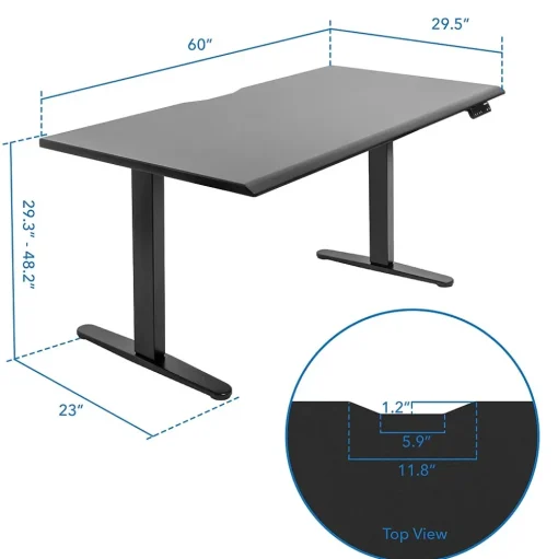 Mount-It! Standing Desks<Dual Motor 60"W Electric Adjustable Standing Desk, Black (MI-18121)
