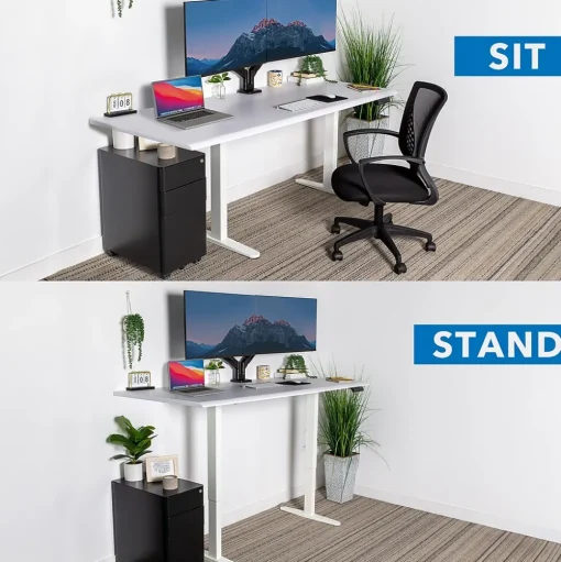 Mount-It! Standing Desks<Dual Motor 72"W Electric Adjustable Standing Desk, White (MI-18124)