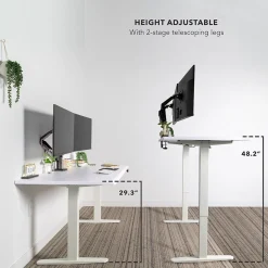 Mount-It! Standing Desks<Dual Motor 72"W Electric Adjustable Standing Desk, White (MI-18124)