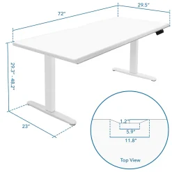 Mount-It! Standing Desks<Dual Motor 72"W Electric Adjustable Standing Desk, White (MI-18124)