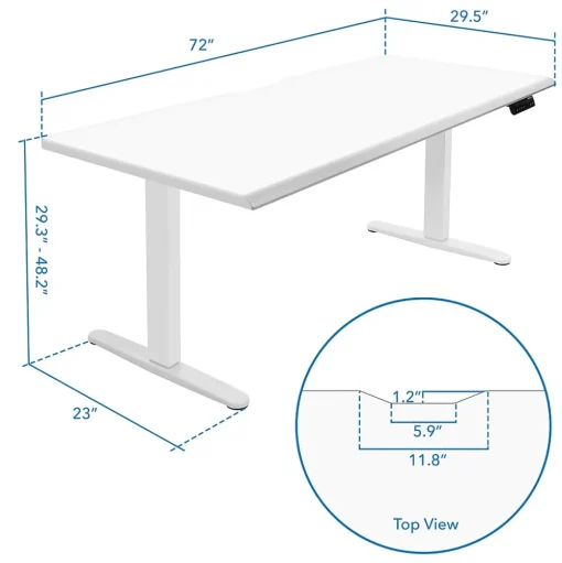 Mount-It! Standing Desks<Dual Motor 72"W Electric Adjustable Standing Desk, White (MI-18124)