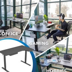Mount-It! Standing Desks<MI-15002 57"W L-Shaped Adjustable Particle Board Standing Desk, Black (MI-15002)