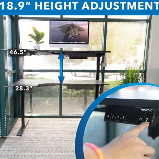 Mount-It! Standing Desks<MI-15002 57"W L-Shaped Adjustable Particle Board Standing Desk, Black (MI-15002)