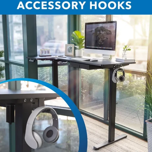 Mount-It! Standing Desks<MI-15002 57"W L-Shaped Adjustable Particle Board Standing Desk, Black (MI-15002)