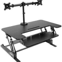 Mount-It! Standing Desks<36"W Manual Rectangular Adjustable Aluminum Standing Desk Converter, Black (MI-7934)