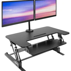 Mount-It! Standing Desks<36"W Manual Rectangular Adjustable Aluminum Standing Desk Converter, Black (MI-7934)