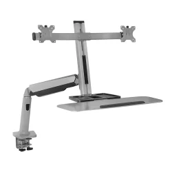 Mount-It! Standing Desks<Sit Stand Desk Mount Workstation, Dual Monitor Standing Desk Converter, Full Motion Arm, Height Adjustable (MI-7904)