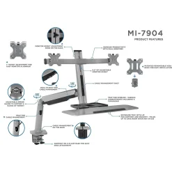 Mount-It! Standing Desks<Sit Stand Desk Mount Workstation, Dual Monitor Standing Desk Converter, Full Motion Arm, Height Adjustable (MI-7904)