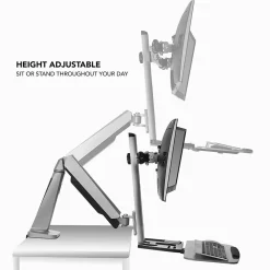 Mount-It! Standing Desks<Sit Stand Desk Mount Workstation, Dual Monitor Standing Desk Converter, Full Motion Arm, Height Adjustable (MI-7904)