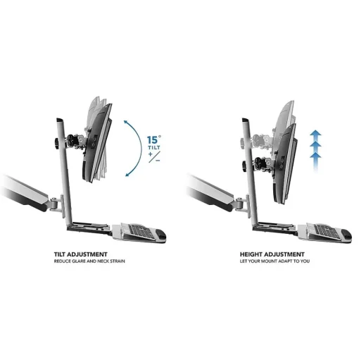 Mount-It! Standing Desks<Sit Stand Desk Mount Workstation, Dual Monitor Standing Desk Converter, Full Motion Arm, Height Adjustable (MI-7904)