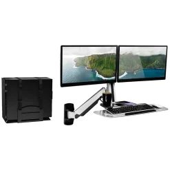 Mount-It! Standing Desks<Sit Stand Wall Mount Workstation, Articulating Standing Desk for Dual Monitors, Floating Keyboard Tray (MI-7906)