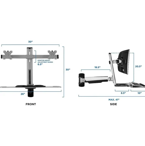 Mount-It! Standing Desks<Sit Stand Wall Mount Workstation, Articulating Standing Desk for Dual Monitors, Floating Keyboard Tray (MI-7906)