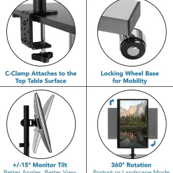 Mount-It! Standing Desks<28"W Adjustable Steel Standing Desk with Monitor Mount, Grey (MI-7942)