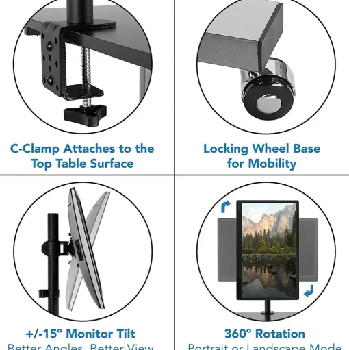 Mount-It! Standing Desks<28"W Adjustable Steel Standing Desk with Monitor Mount, Grey (MI-7942)