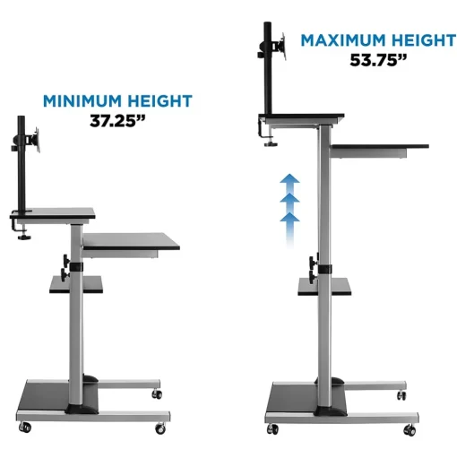 Mount-It! Standing Desks<28"W Adjustable Steel Standing Desk with Monitor Mount, Grey (MI-7942)
