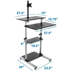 Mount-It! Standing Desks<28"W Adjustable Steel Standing Desk with Monitor Mount, Grey (MI-7942)