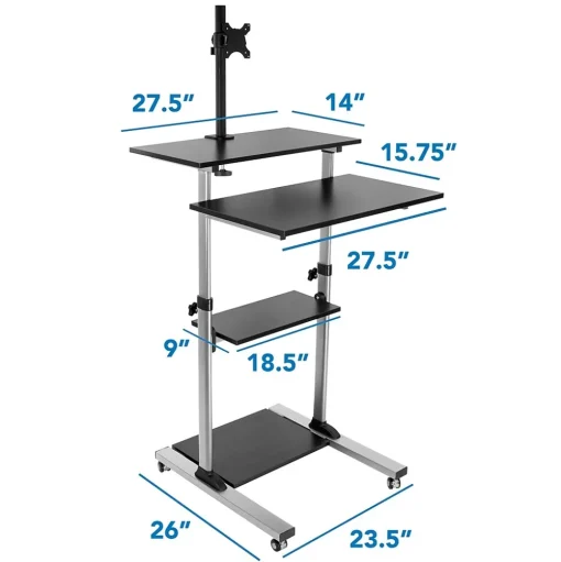Mount-It! Standing Desks<28"W Adjustable Steel Standing Desk with Monitor Mount, Grey (MI-7942)
