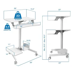 Mount-It! Standing Desks<28"W Adjustable Steel Standing Desk, White (MI-7979W)