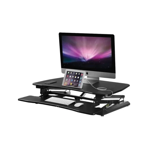 Mount-It! Standing Desks<36"W Electric Adjustable Standing Desk Converter with USB Charging Port, Black (MI-7927E)