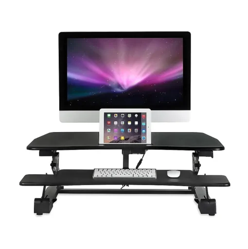 Mount-It! Standing Desks<36"W Electric Adjustable Standing Desk Converter with USB Charging Port, Black (MI-7927E)