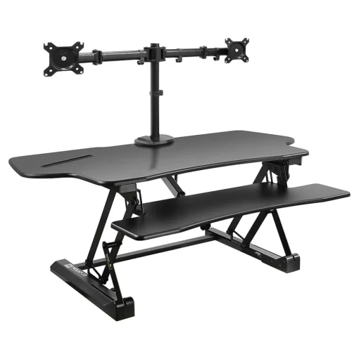 Mount-It! Standing Desks<47"W Electric Adjustable Standing Desk Converter with Dual Monitor Mount and USB Charging Port, Black (MI-8054)