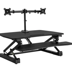 Mount-It! Standing Desks<35"W Electric Adjustable Standing Desk Converter with Dual Monitor Mount and USB Charging Port, Black (MI-8053)