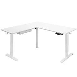 Mount-It! Standing Desks<63"W Electric L-Shaped Corner Adjustable Standing Desk, White/White (MI-15011)