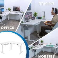 Mount-It! Standing Desks<63"W Electric L-Shaped Corner Adjustable Standing Desk, White/White (MI-15011)