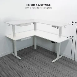 Mount-It! Standing Desks<63"W Electric L-Shaped Corner Adjustable Standing Desk, White/White (MI-15011)