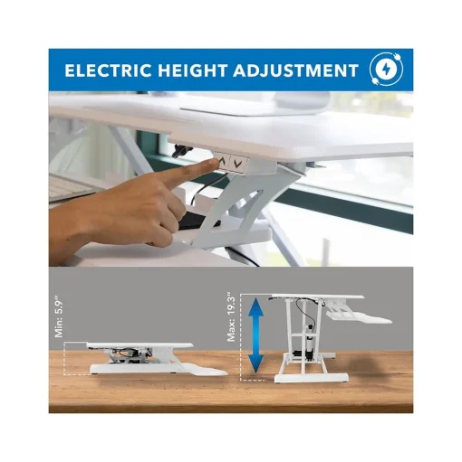 Mount-It! Standing Desks<38"W Electric Rectangular Adjustable Standing Desk Converter, White (MI-8012)