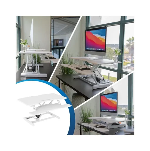 Mount-It! Standing Desks<38"W Electric Rectangular Adjustable Standing Desk Converter, White (MI-8012)
