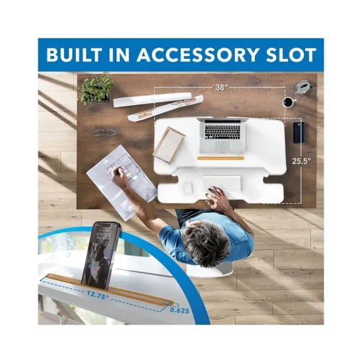 Mount-It! Standing Desks<38"W Electric Rectangular Adjustable Standing Desk Converter, White (MI-8012)
