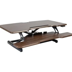 Mount-It! Standing Desks<38"W Electric Rectangular Adjustable Standing Desk Converter, Dark Walnut (MI-8011)