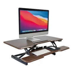 Mount-It! Standing Desks<38"W Electric Rectangular Adjustable Standing Desk Converter, Dark Walnut (MI-8011)