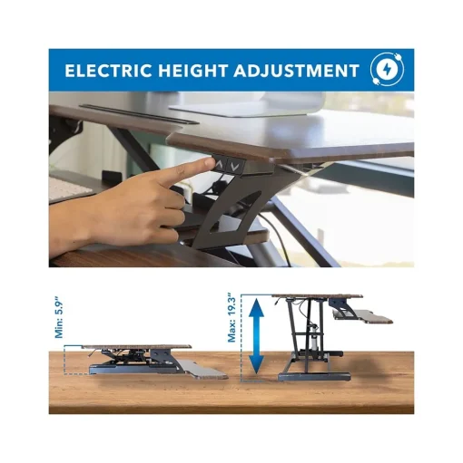 Mount-It! Standing Desks<38"W Electric Rectangular Adjustable Standing Desk Converter, Dark Walnut (MI-8011)