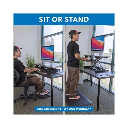 Mount-It! Standing Desks<38"W Electric Rectangular Adjustable Standing Desk Converter, Dark Walnut (MI-8011)