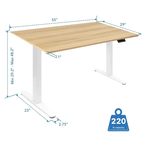 Mount-It! Standing Desks<55"W Electric Rectangular Adjustable Standing Desk, (MI-18097)