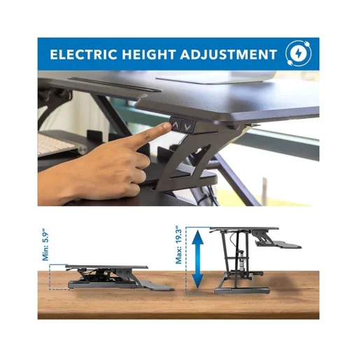 Mount-It! Standing Desks<38"W Electric Rectangular Adjustable Standing Desk Converter, Black (MI-8010)
